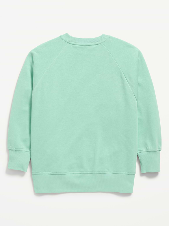 Oversized Long-Sleeve Graphic Tunic Sweatshirt for Girls