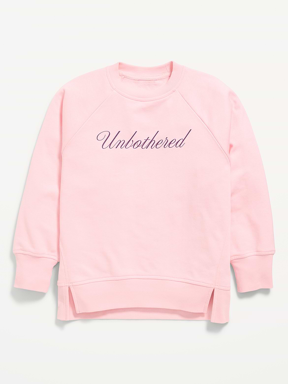 Oversized Long-Sleeve Graphic Tunic Sweatshirt for Girls