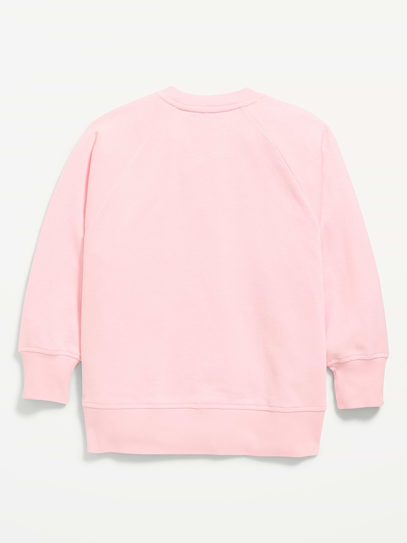 Oversized Long-Sleeve Graphic Tunic Sweatshirt for Girls
