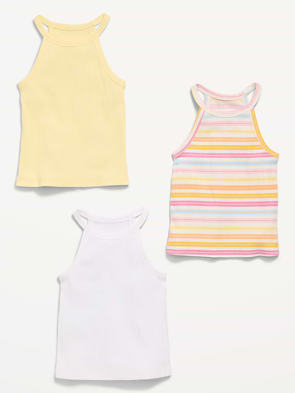 Fitted Halter Tank Tops 3-Pack for Toddler Girls