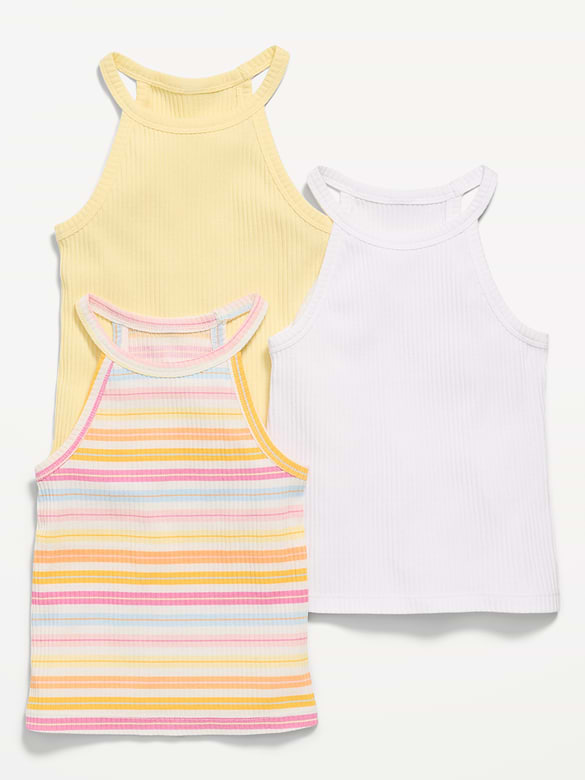 Fitted Halter Tank Tops 3-Pack for Toddler Girls