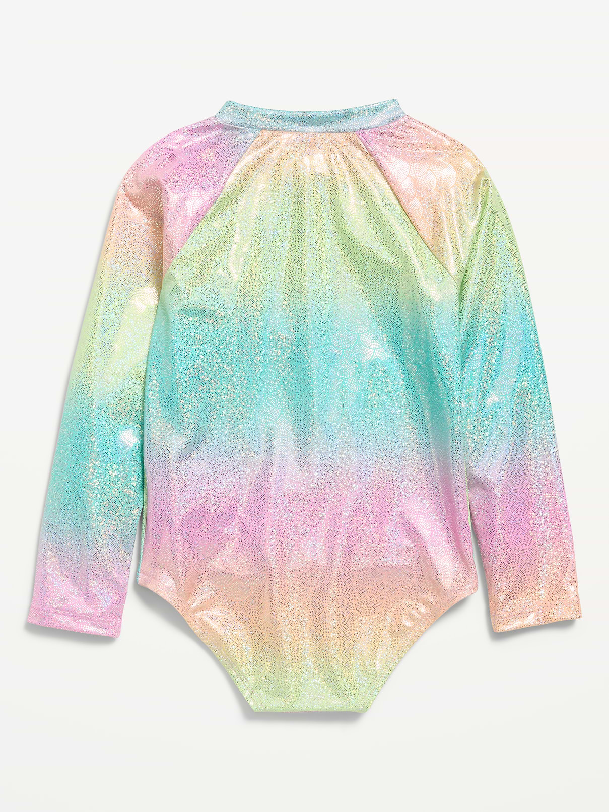 Image 2 of 2, Long-Sleeve Rashguard One-Piece Swimsuit for Toddler Girls