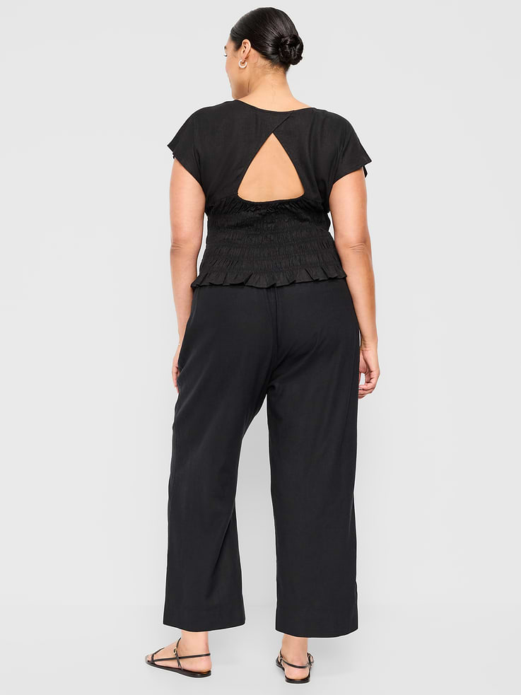 Image number 10 showing, High-Waisted Linen-Blend Straight Ankle Pants