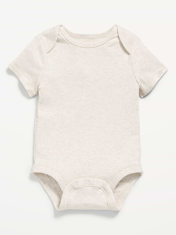 Cache-couche côtelé à manches courtes unisexe pour bébé