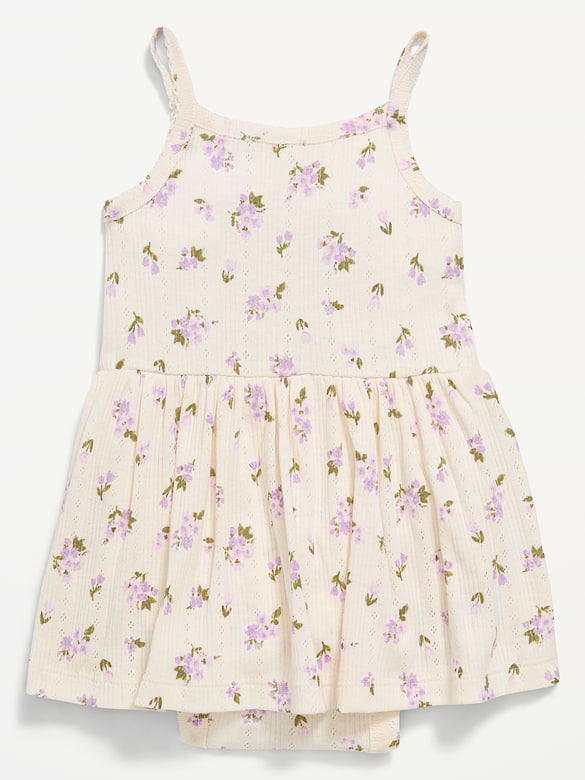 Printed Pointelle-Knit Bodysuit Dress for Baby