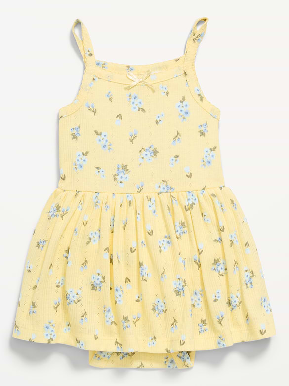Printed Pointelle-Knit Bodysuit Dress for Baby