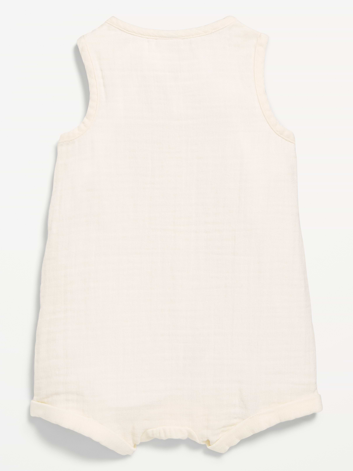 Image number 3 showing, Sleeveless Double-Weave Henley One-Piece Romper for Baby