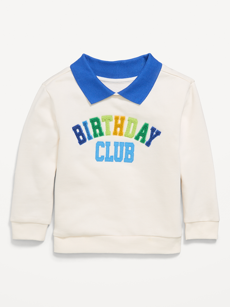 Image 2 of 4, Oversized Collared Unisex Birthday Sweatshirt for Toddler