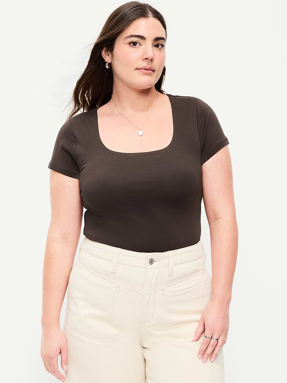 Hug Double-Layer Scoop-Neck Top