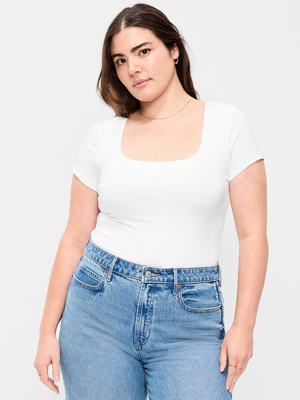 Hug Double-Layer Scoop-Neck Top