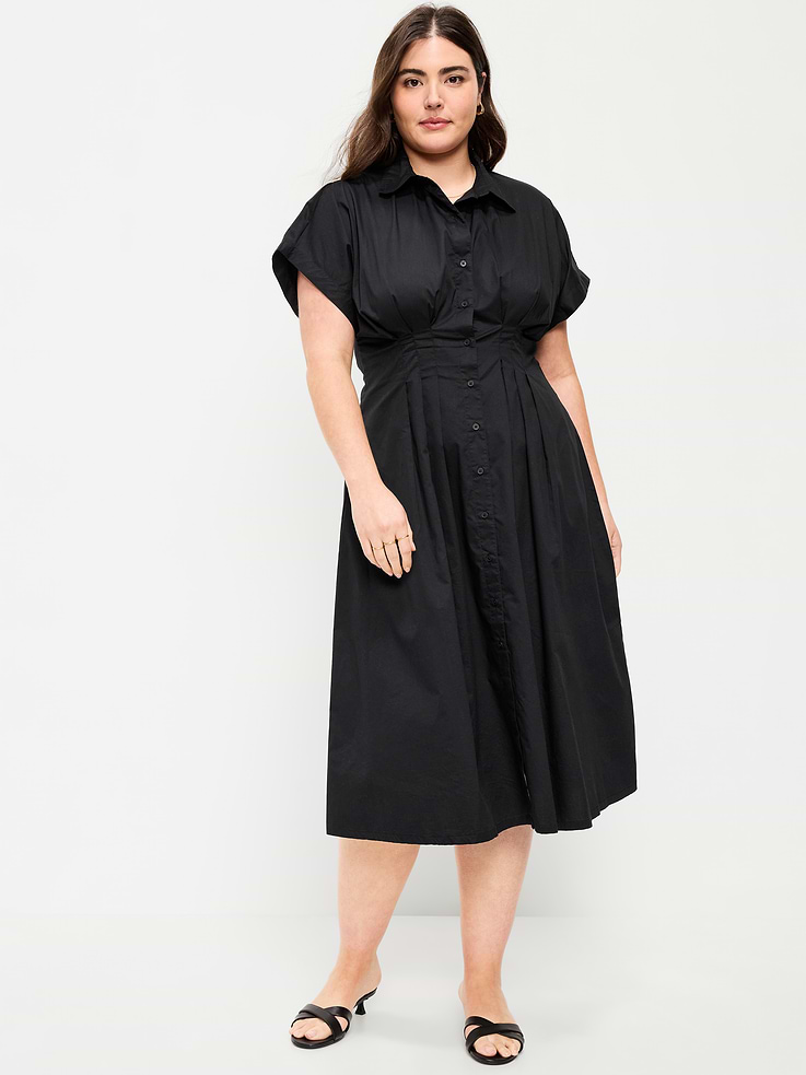Image number 7 showing, Pintuck-Waist Midi Shirt Dress