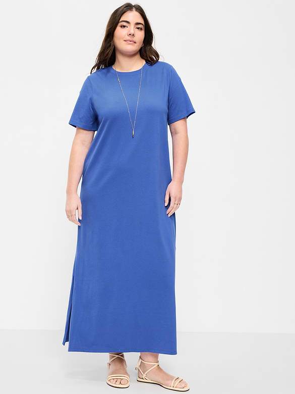 Vintage Crew-Neck Maxi Dress