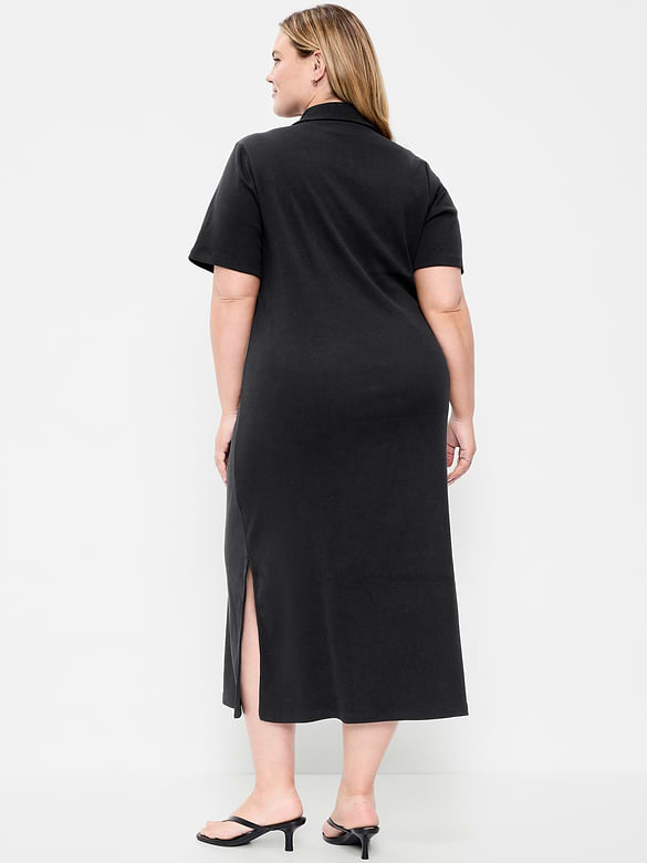 Short-Sleeve Polo Midi Dress