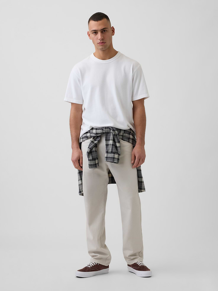 Image number 1 showing, Linen-Cotton Relaxed Straight Pants