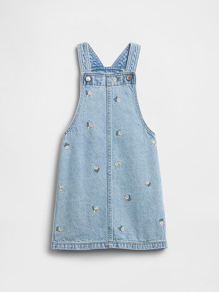 Image 1 of 4, This product is made with/contains 5% recycled cotton. Compared to virgin materials, using recycled materials helps reduce resource use and waste., This product is part of our water-saving Washwell program. Compared with conventional wash methods, Washwell uses at least 20% less water., Non-stretch denim., Adjustable racerback straps., Square neckline., Allover embroidery., This product was made in a factory that invests in gender equity and women’s empowerment through RISE. Learn more at, Product #1172331