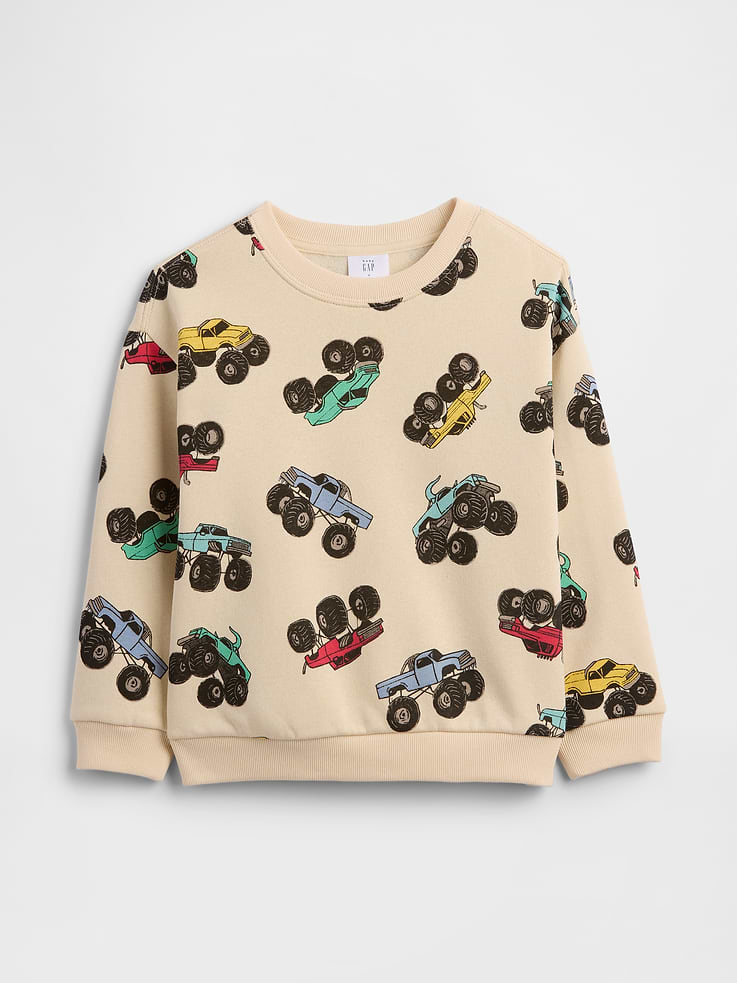 Image 1 of 3, This product is made with/contains 21% recycled polyester. Compared to virgin materials, using recycled materials helps reduce resource use and waste., Soft, comfy fleece., Dropped shoulder, long sleeves with banded cuffs., Crewneck., Banded hem., Select styles have allover print., This product was made in a factory that invests in gender equity and women’s empowerment through RISE. Learn more at, Product #1172542