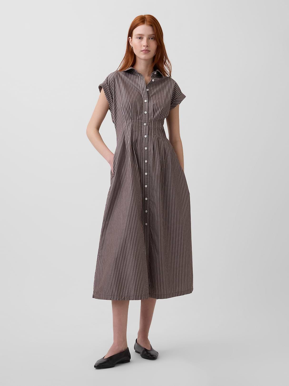 Poplin Cinched Midi Shirtdress | Gap