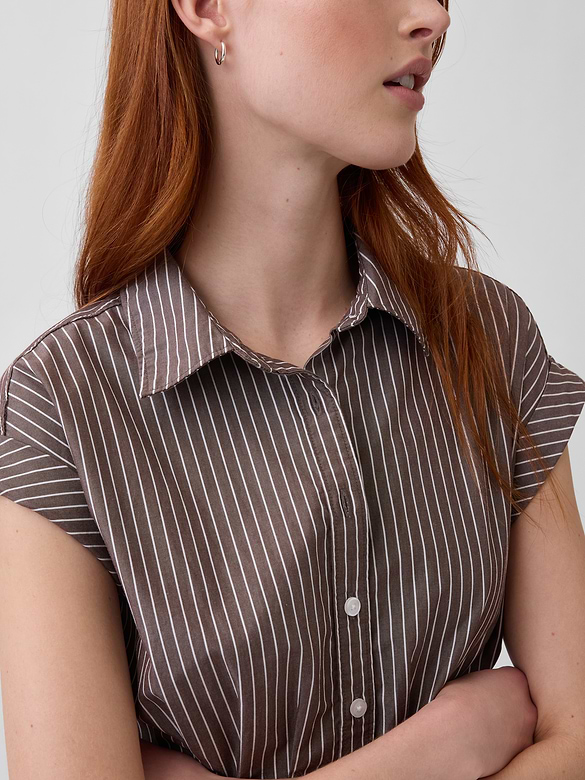 Poplin Cinched Midi Shirtdress