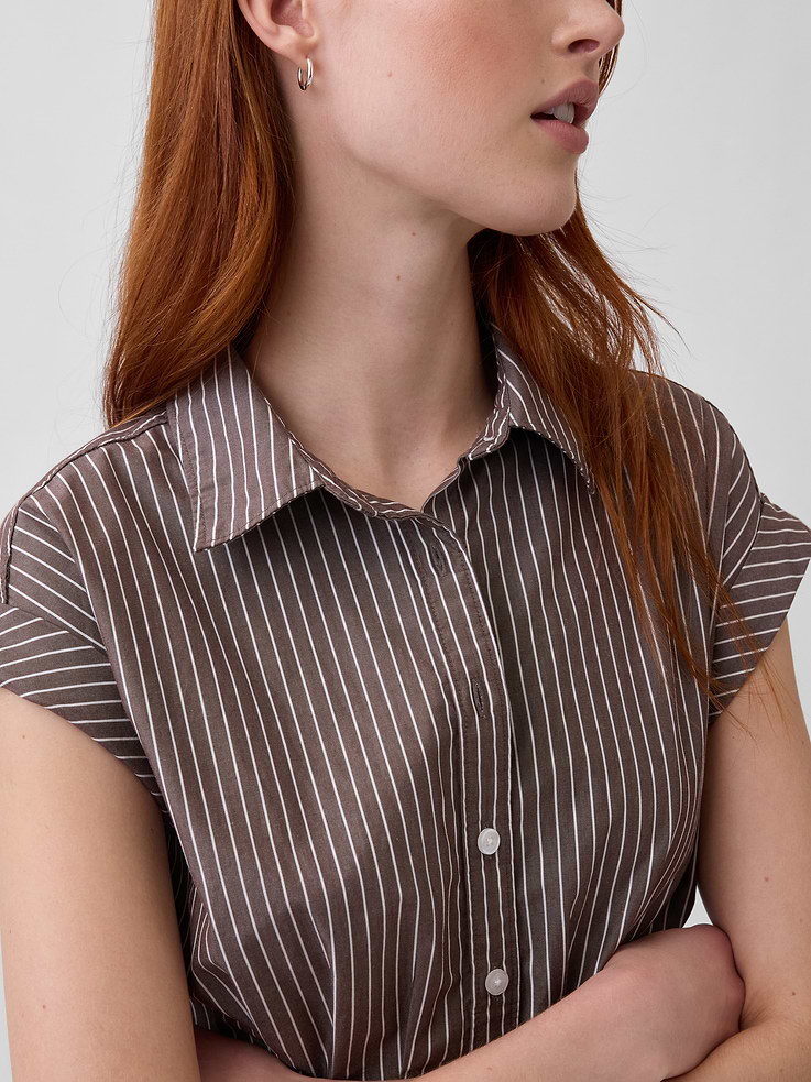 Image number 4 showing, Poplin Cinched Midi Shirtdress