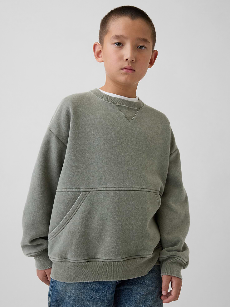 Image number 1 showing, Kids VintageSoft Relaxed Crewneck Pocket Sweatshirt