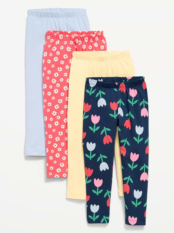 4-Pack Full-Length Jersey Leggings for Toddler Girls