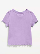 Image 1 of 1, crew neck, short sleeves, lettuce edge cuffs and hem, Product #861311