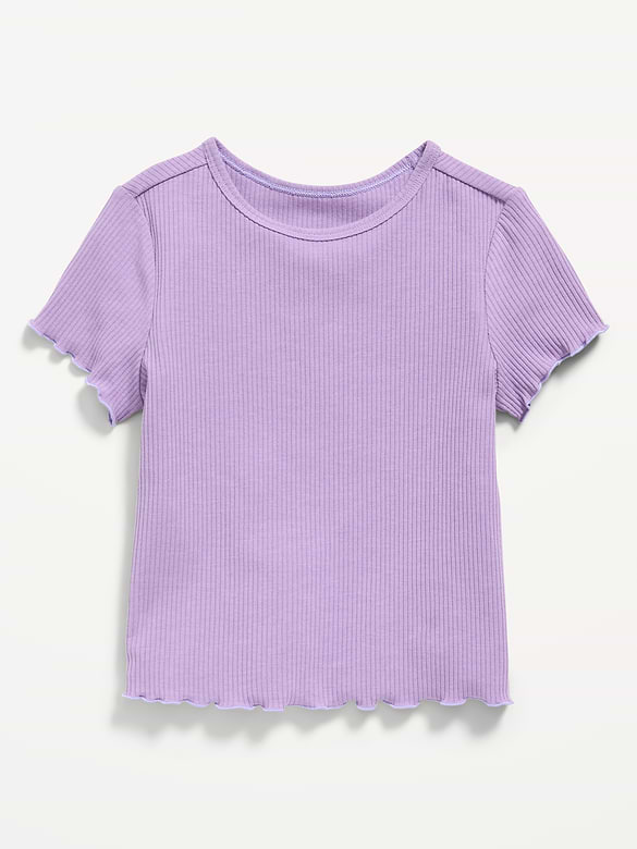 Short-Sleeve Lettuce-Edge T-Shirt for Toddler Girls