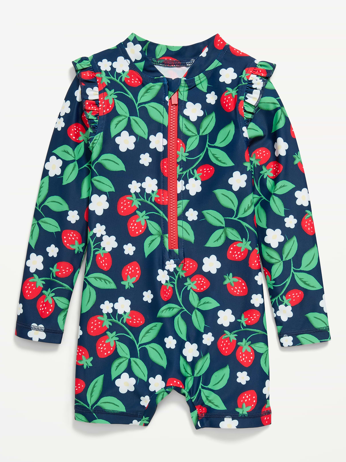 Image number 1 showing, Printed Zip-Front Rashguard Romper Swimsuit for Toddler & Baby