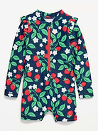 Image number 1 showing, Printed Zip-Front Rashguard Romper Swimsuit for Toddler & Baby