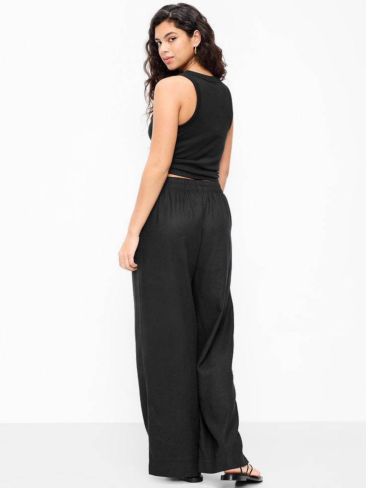 Image number 8 showing, High-Waisted Linen-Blend Super Wide-Leg Pants