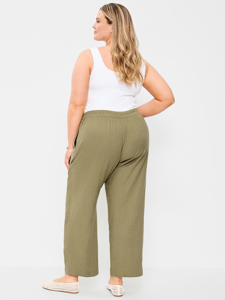 Image number 10 showing, High-Waisted Linen-Blend Straight Ankle Pants