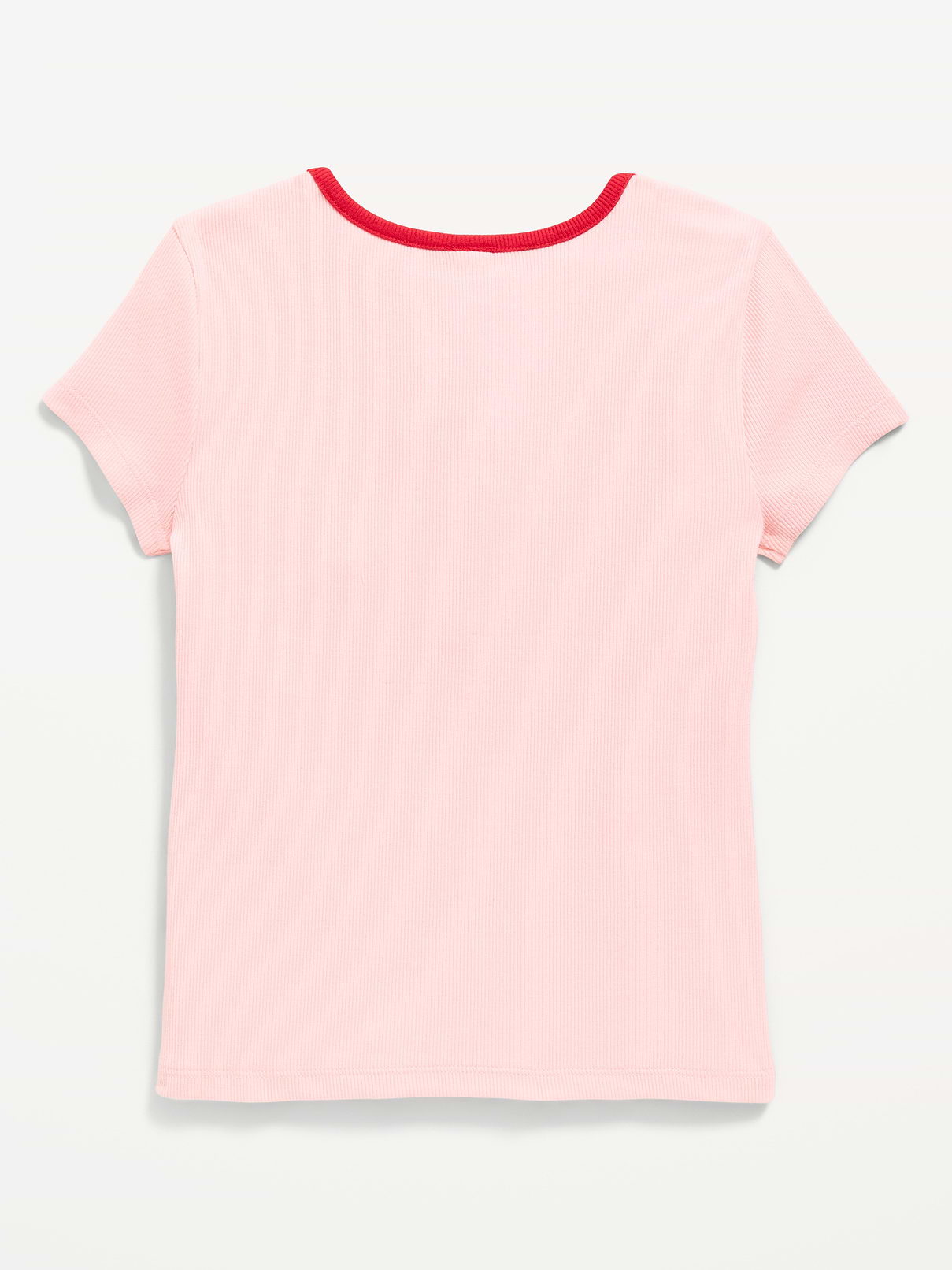 Image number 3 showing, Fitted Short-Sleeve Ribbed Bow Top for Girls