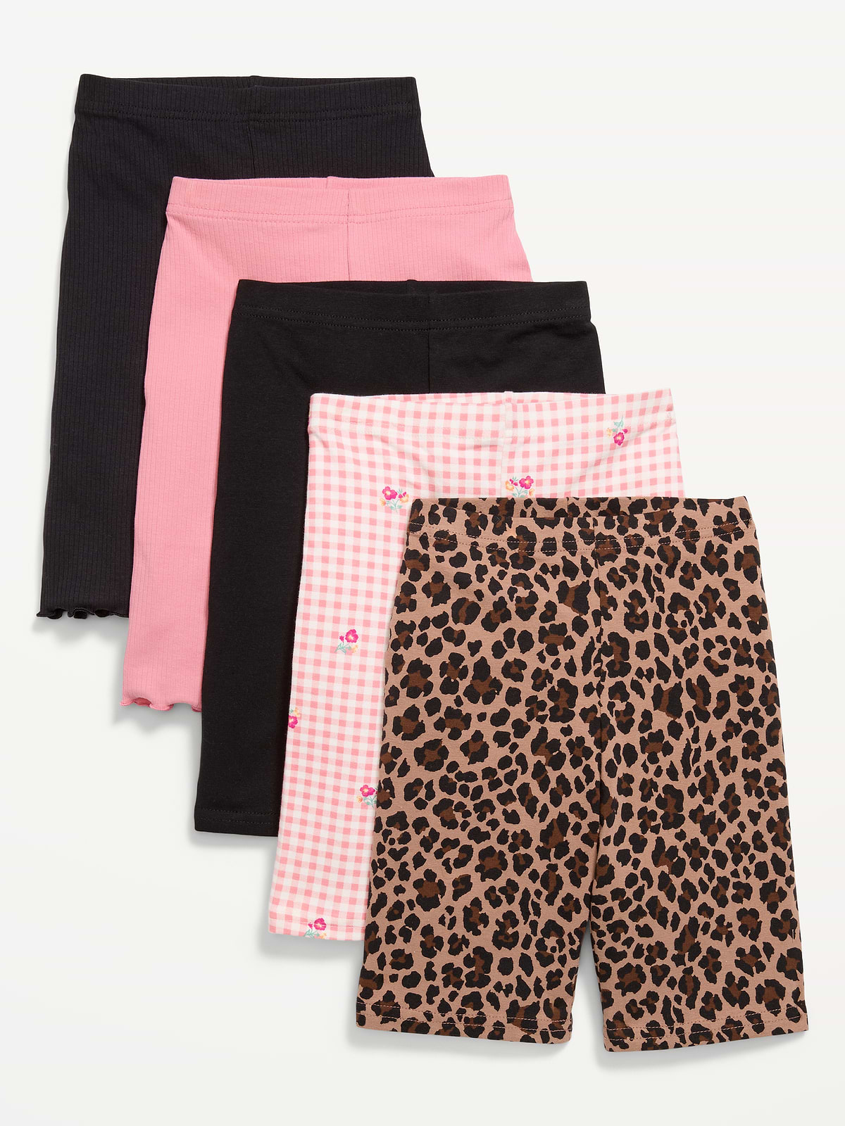 Long Biker Shorts Variety 5-Pack for Girls