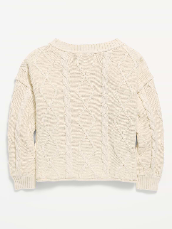 Oversized Long-Sleeve Cable-Knit Sweater for Girls
