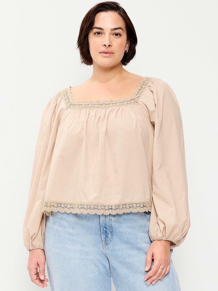 Image number 7 showing, Long-Sleeve Lace Trim Top