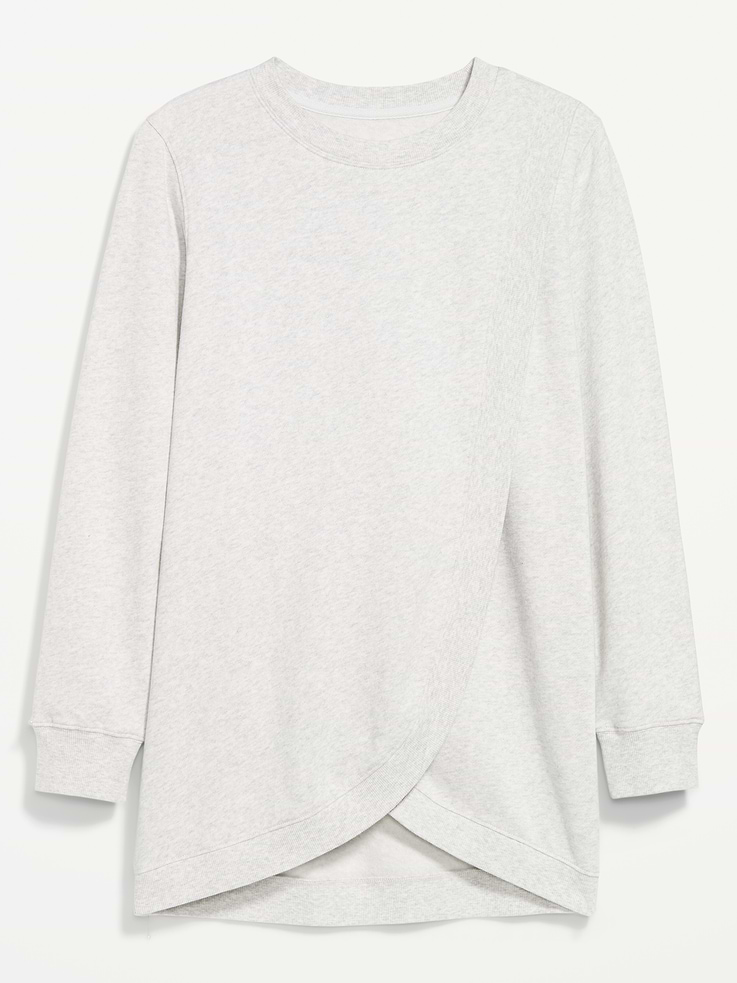 Image number 4 showing, Maternity Fleece Crossover Nursing Tunic Sweatshirt