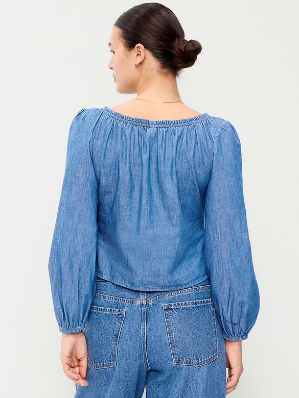 Haut boutonné en denim à manches longues