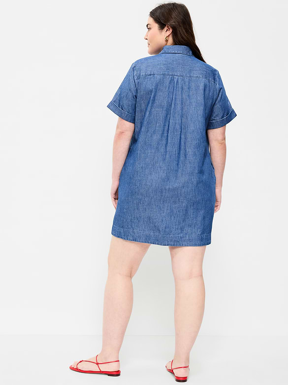 Button-Down Mini Shirt Dress