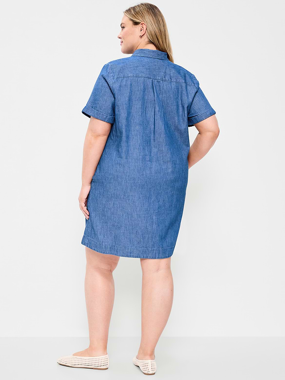 Button-Down Mini Shirt Dress