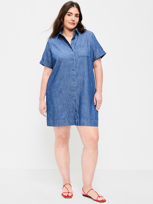 Button-Down Mini Shirt Dress