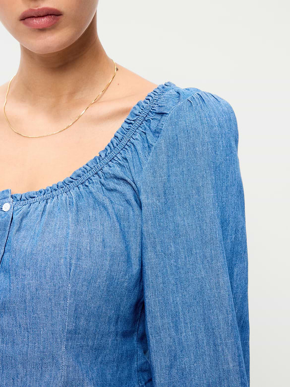 Haut boutonné en denim à manches longues