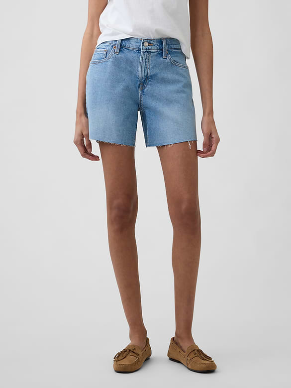 5" Mid Rise Soft Denim Shorts