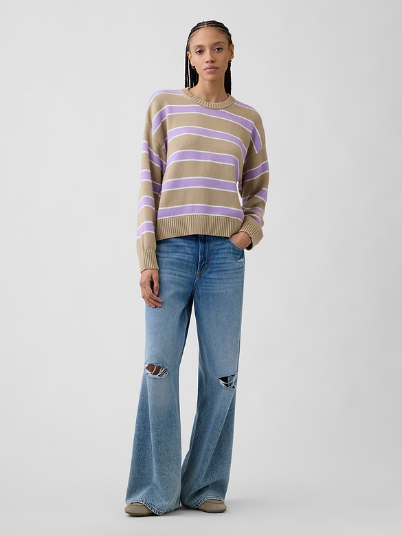 Relaxed Cotton Crewneck Sweater