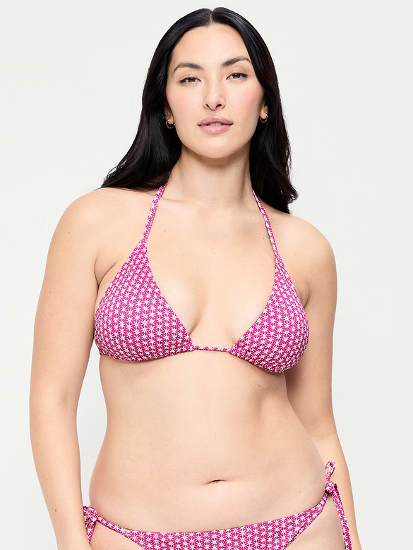 Pique Triangle String Bikini Swim Top