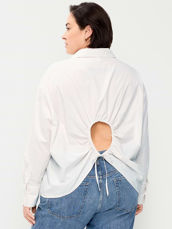 Tie-Back Button-Down Shirt