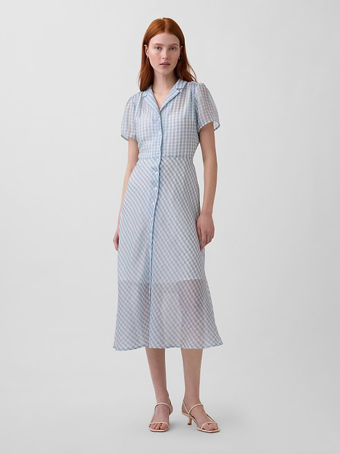 gap shirt dress blue Women's Sheer Midi Shirtdress by Gingham Size XXS Model is 59 and ASTR the Label Lace Black Sapphire Size:EU 45  / US 11.5