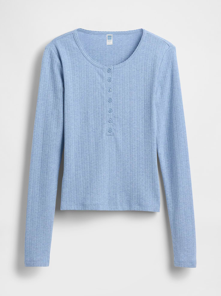 Image number 5 showing, Gap × Summer Fridays Pointelle Henley PJ Top