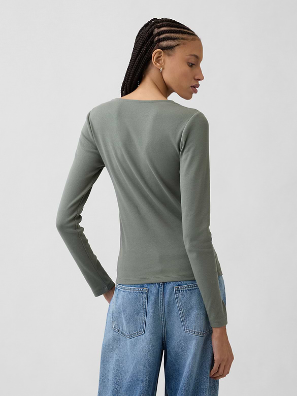 Ribbed Lace-Trim Top