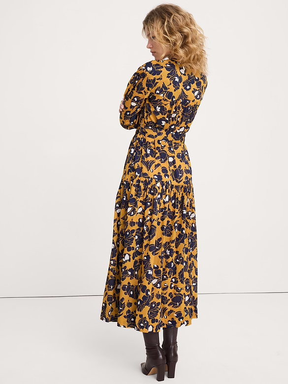 Robe-chemisier longue étagée en coton