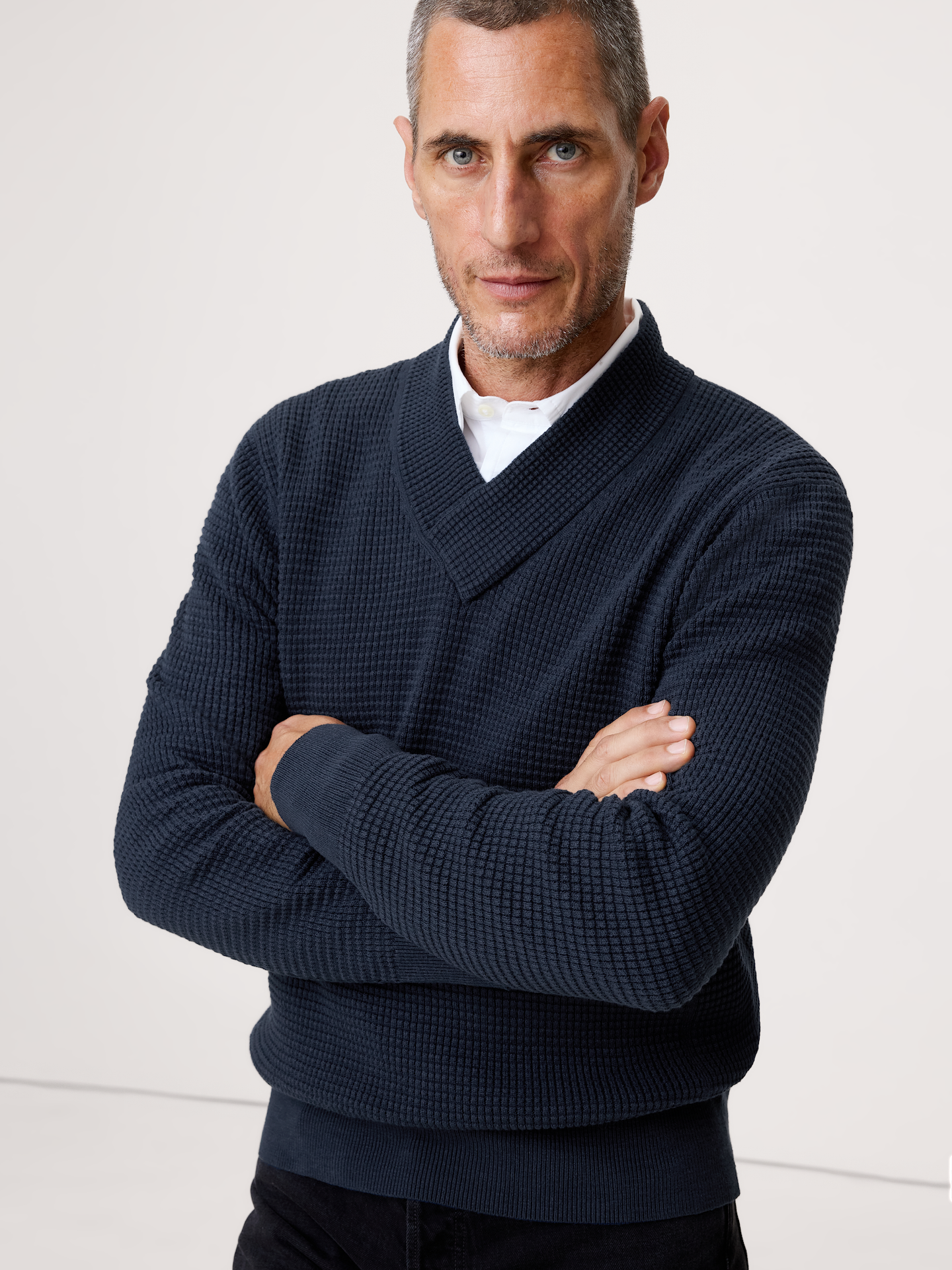 Image number 1 showing, Cotton Thermal-Knit V-Neck Sweater